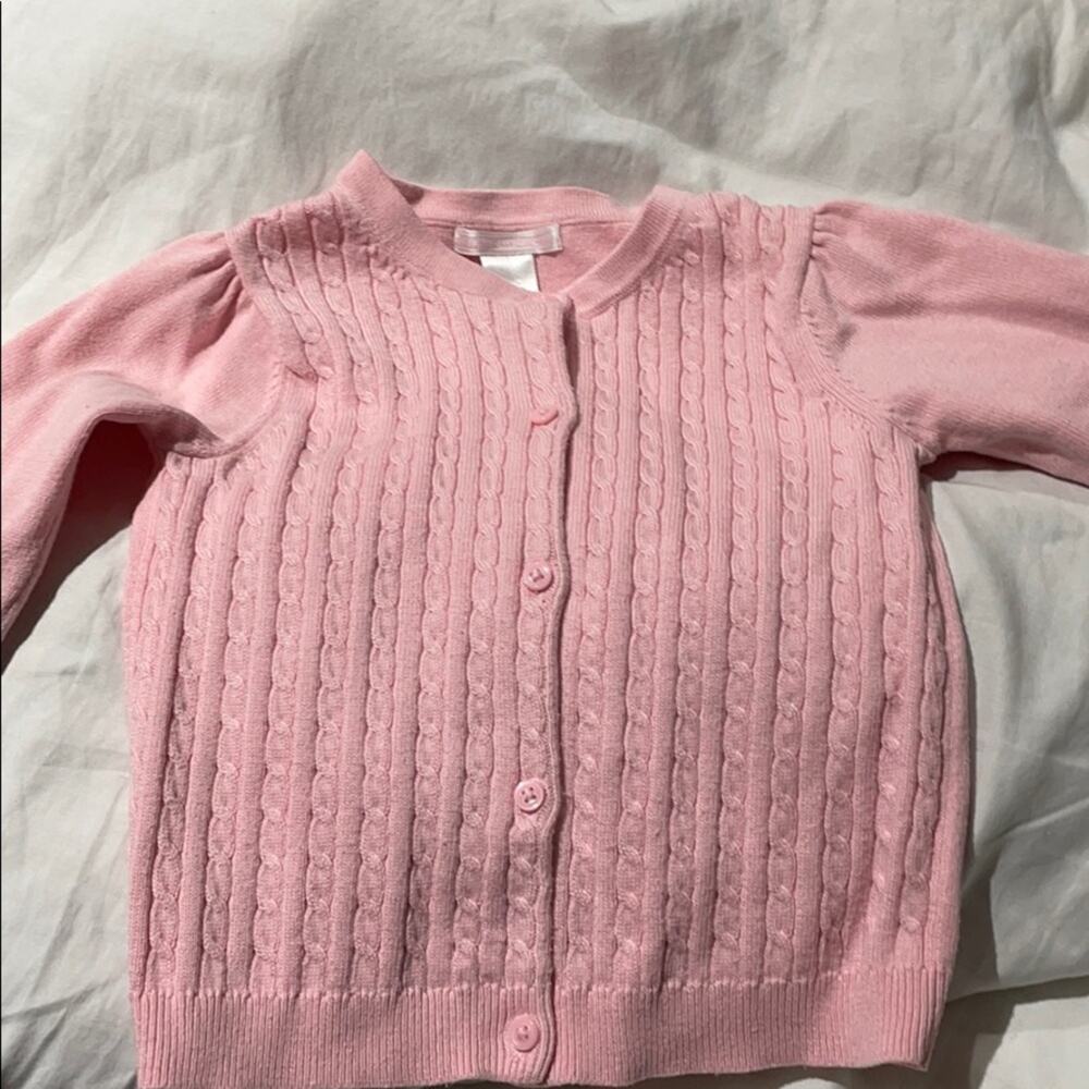 Janie & Jack 3 pale pink cable cardigan euc